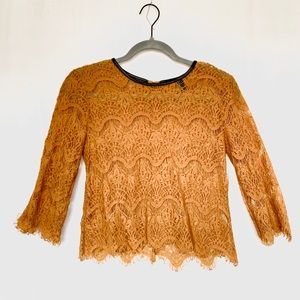 Golden Rust Lace Crop Top